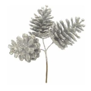 14cm GLITTERED SILVER CONE PICK X 3pcs