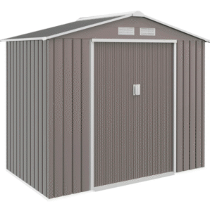 Lockable Garden Shed Large Patio Roofed Tool Metal Storage Sheds Box Khaki