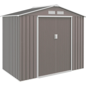 Lockable Garden Shed Large Patio Roofed Tool Metal Storage Sheds Box Khaki